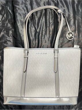 Michael Kors Metallic Silver MK Logo Tote/Purse